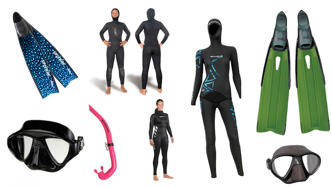 Women's freediving equipment set
